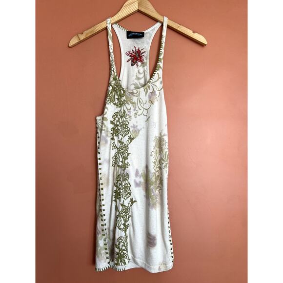 Y2K Vintage Embroidered Stitch Floral Bee Tunic Top by Till The End - Sz Small - Picture 4 of 8